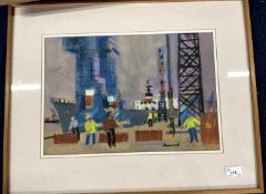 Derek Inwood (1925-2012). pastel, "Immingham Docks", signed, titled verso, framed/glazed,