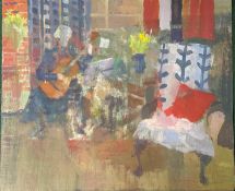 Derek Inwood (1925-2012). oil on board, "Still Life with Window II", interior scene with