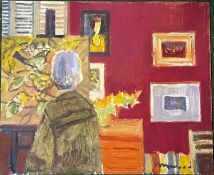 Derek Inwood (1925-2012). oil on board, "Painter at Work (Leslie Marr)", signed, titled verso,