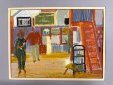 Derek Inwood (1925-2012), Interiors scene with figures, signed / mounted, approximately 36 by 48