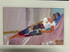 Derek Inwood (1925-2012), Pastel, reclining figure, signed, mounted, 25 x 41