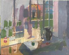Derek Inwood (1925-2012). oil on board, View from window, unframed,