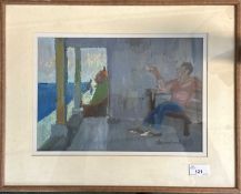 Derek Inwood (1925-2012). pastel, "Last Cigarette", labelled verso, framed, glazed,