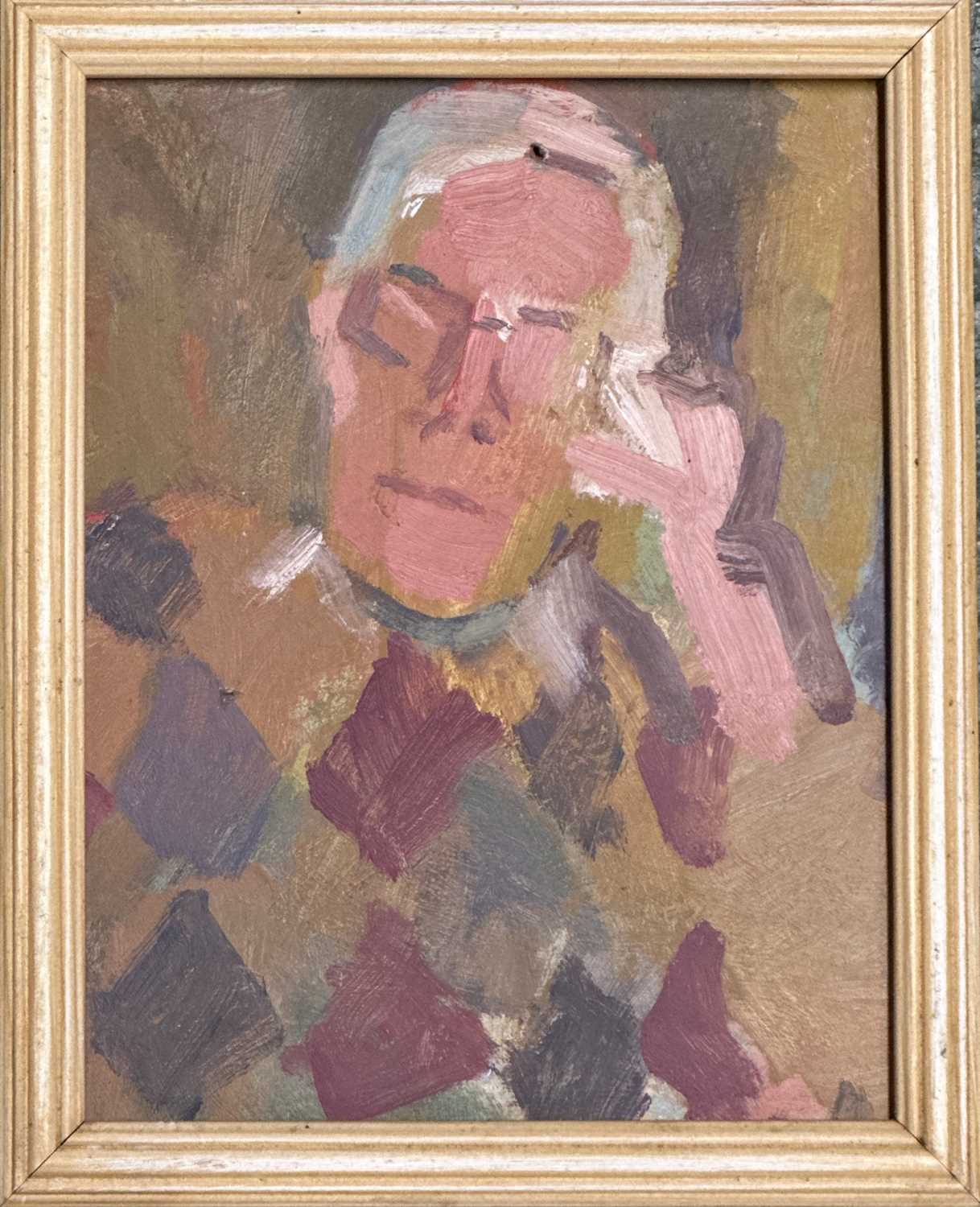Derek Inwood (1925-2012). oil on foam board, Portrait, titled verso "Gilbert ?Curwen, in the RN with