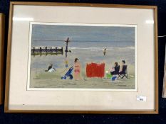 Derek Inwood (1925-2012). pastel, "Red Windbreak Sheringham", signed, titled verso, framed/glazed,