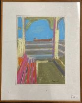 Derek Inwood (1925-2012). pastel, "Shelter, Sheringham", signed, titled verso, framed/glazed,