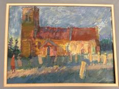 Derek Inwood (1925-2012), Pastel, Norfolk Church, approximate 35 x 47