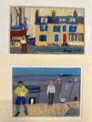 Derek Inwood (1925-2012), two Pastels, Landscapes with figures both mounted
