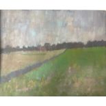 Derek Inwood (1925-2012). oil on board, Countryside landscape, artists label verso, unsigned,