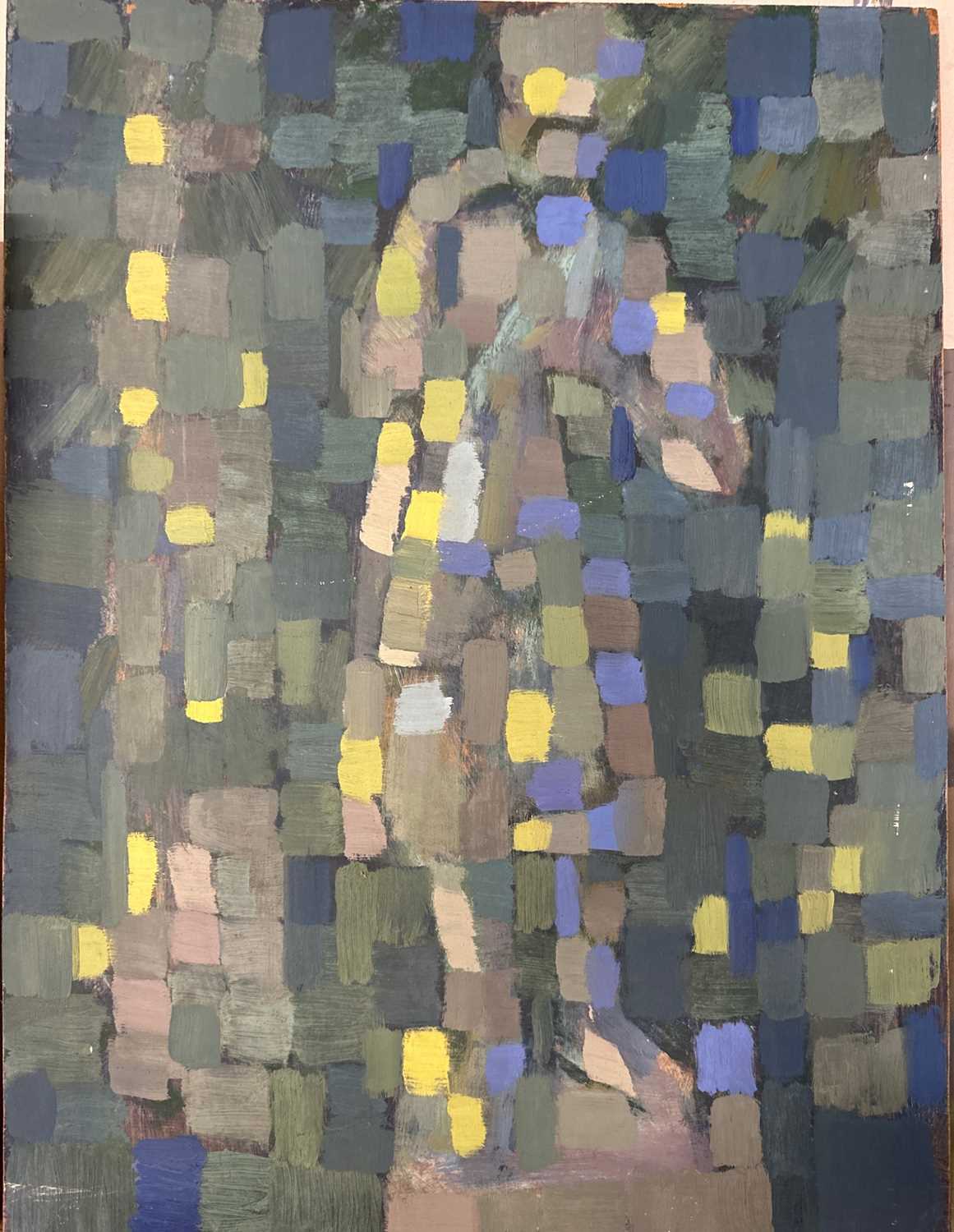 Derek Inwood (1925-2012). oil on board, Abstract of humna figure, unframed,