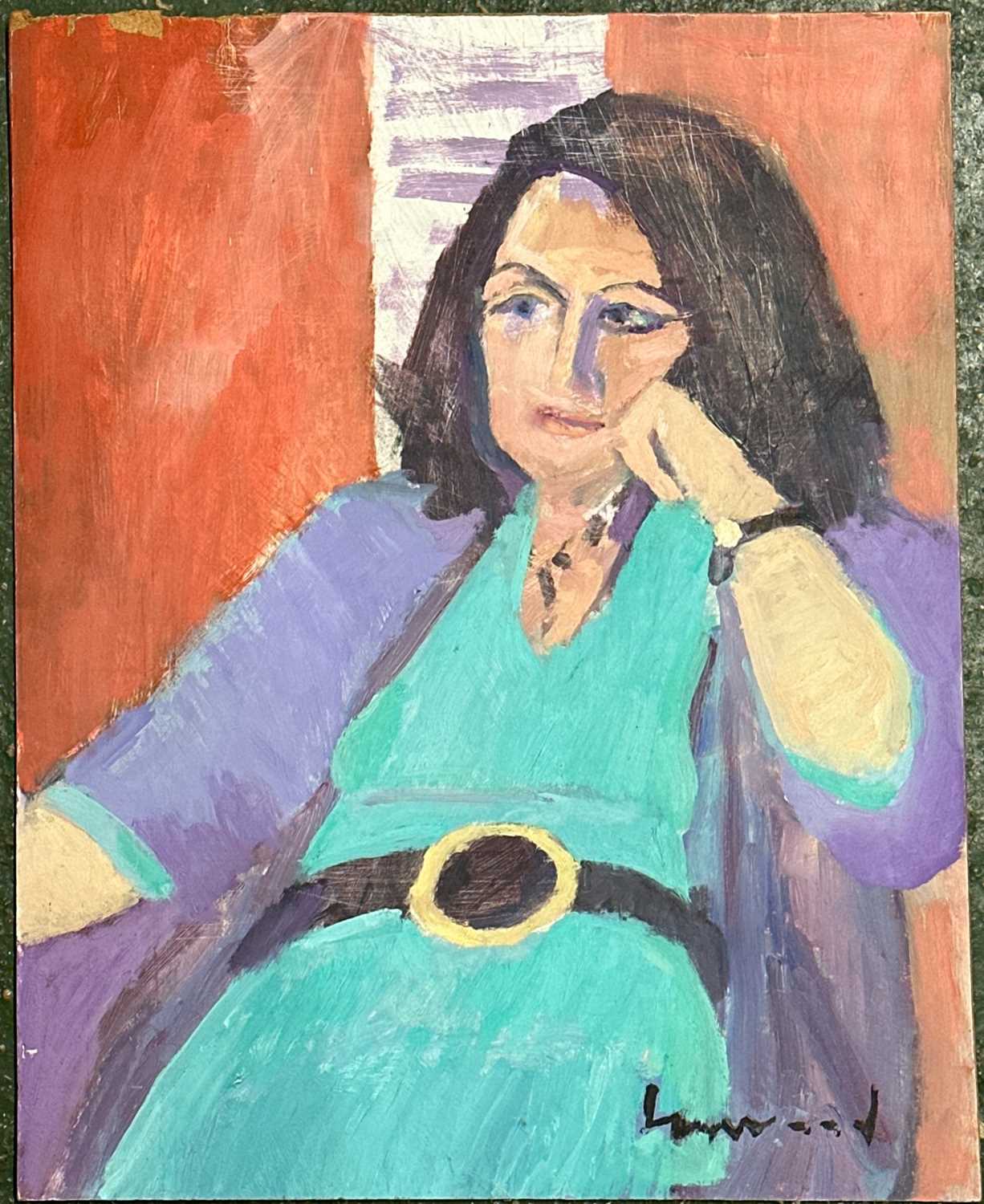 Derek Inwood (1925-2012). oil on board, Portrait, "Prue, 2006", signed, titled verso, unframed,