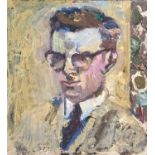 Derek Inwood (1925-2012). oil on board, Portrait, artists label verso, unframed,