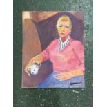 Derek Inwood (1925-2012). oil on board, Portrait, signed, unframed, 20" x 16"