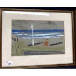 Derek Inwood (1925-2012). pastel, "Winter: Sheringham Beach", signed, titled verso, framed/glazed,