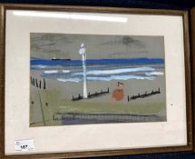 Derek Inwood (1925-2012). pastel, "Winter: Sheringham Beach", signed, titled verso, framed/glazed,