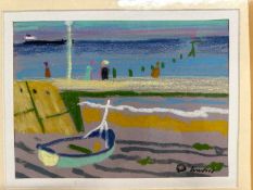 Derek Inwood (1925-2012), Pastel, seaside scene with boats, signed, 21 x 29, mounted