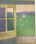 Derek Inwood (1925-2012). oil on board, "View from Window, ?Goult", titled verso, unframed, 20" x