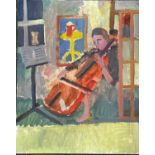 Derek Inwood (1925-2012). oil on board, Cellist, unsigned, unframed,