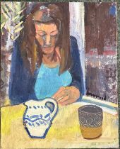 Derek Inwood (1925-2012). oil on board, Portrait, Jenny, signed, artists label verso, unframed,