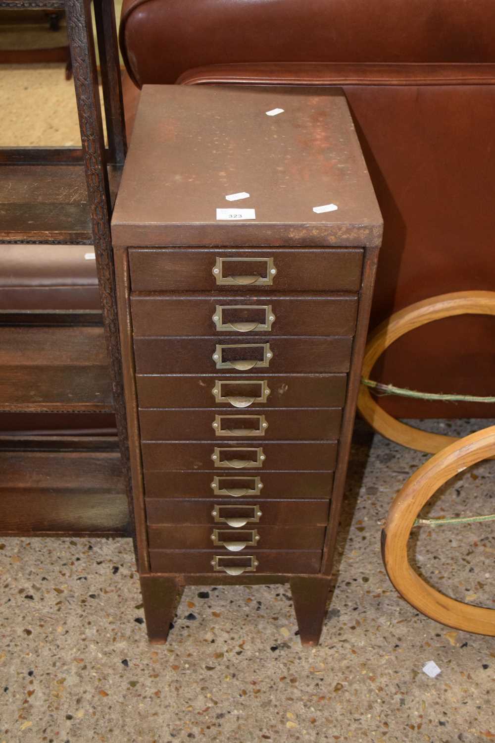 A metal workshop chest of drawers