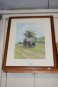 Study of a rural scene with tanker, indistinctly signed, possibly Partridge