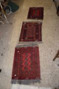 Three small Middle Eastern wool prayer mats