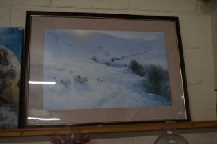 After Joseph Farquarson, coloured print of sheep in snow