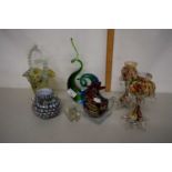 Mixed Lot: Various assorted Art Glass wares to include abstract ornament, pair of marbled glass