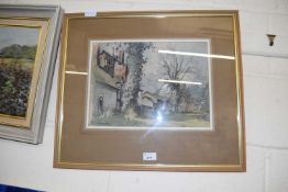 Spencer Ford, Old Cottages - Berriew Poys, watercolour, framed and glazed