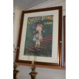 A reproduction French coloured print Chocolat Besnier, framed and glazed