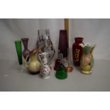 Mixed Lot: Various glass vases, table bells, jugs etc
