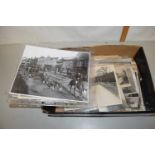 Box of various photographs, postcards, fox hunting interest