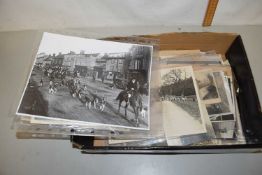 Box of various photographs, postcards, fox hunting interest