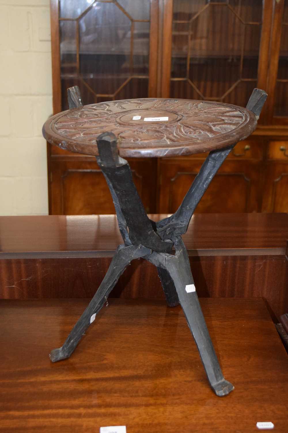 A small African hardwood folding occasional table