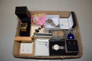 Box of various assorted watches, costume jewellery etc