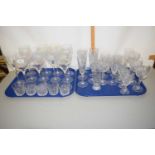 Two trays of modern drinking glasses