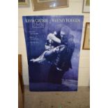 Kevin Costner and Whitney Houston - cardboard advertising print