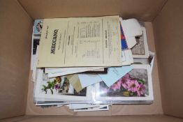 Box of various assorted postcards, ephemera etc