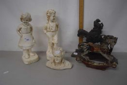 Mixed Lot: Cast metal door stops together with composition ornaments