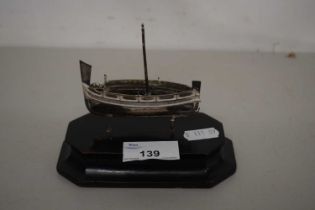 Continental 800 grade white metal miniature model of a boat (a/f)