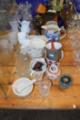 Mixed Lot: Various assorted mugs, glass wares, Cloisonne vase etc