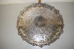 A large silver plated serving tray