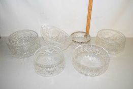 Group of six various cut glass bowls