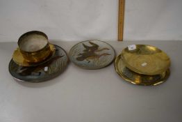 Collection of various brass plates and bowls