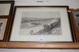 Jene Donnay, pair of etchings of continental views, framed and glazed