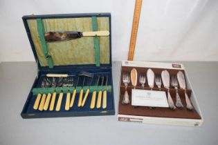 A case of Arthur Price silver plated fish cutlery plus a further case of fish cutlery with