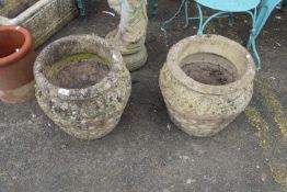 Cotswold Studios, pair of concrete circular planters, 40cm high