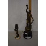 A Spelter model of a blacksmith together with a further small model of a cherub (2)