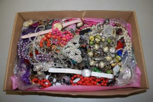 A large box of various assorted costume jewellery