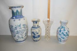 Three modern Oriental vases and a glass vase (4)